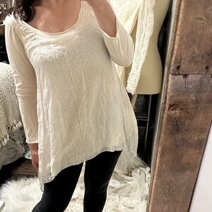 4 Love and Liberty by Johnny Was Elegant Cream Lace Women's Top size medium